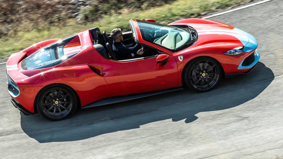 Driving the Ferrari 296 GTS hybrid convertible supercar.