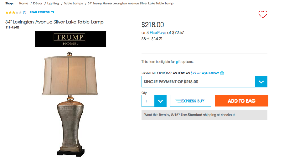 <p>HSN: La línea Trump Home, de artículos para el hogar, ya no está disponible en HSN. La compañía afirma que la decisión no fue motivada políticamente, pero tampoco ofreció otras explicaciones. Foto: HSN </p>