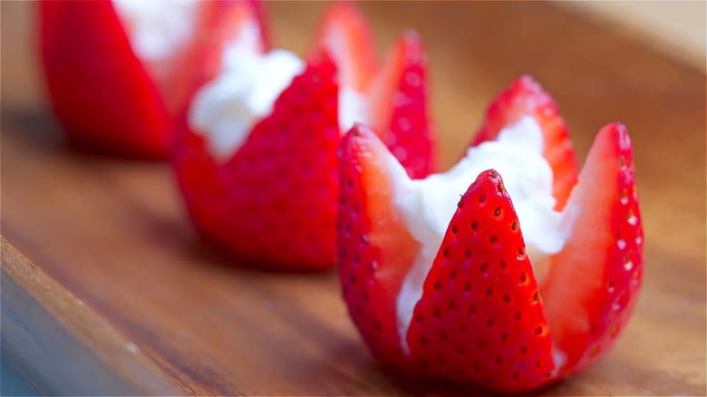 Cream filled cut strawberries 