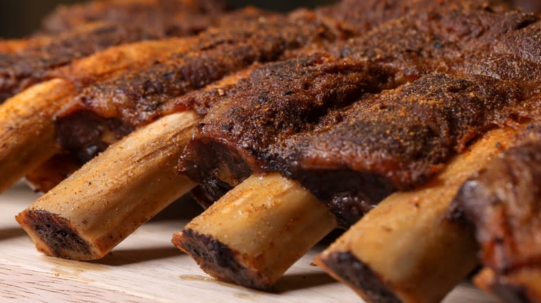 barbecue beef ribs close up