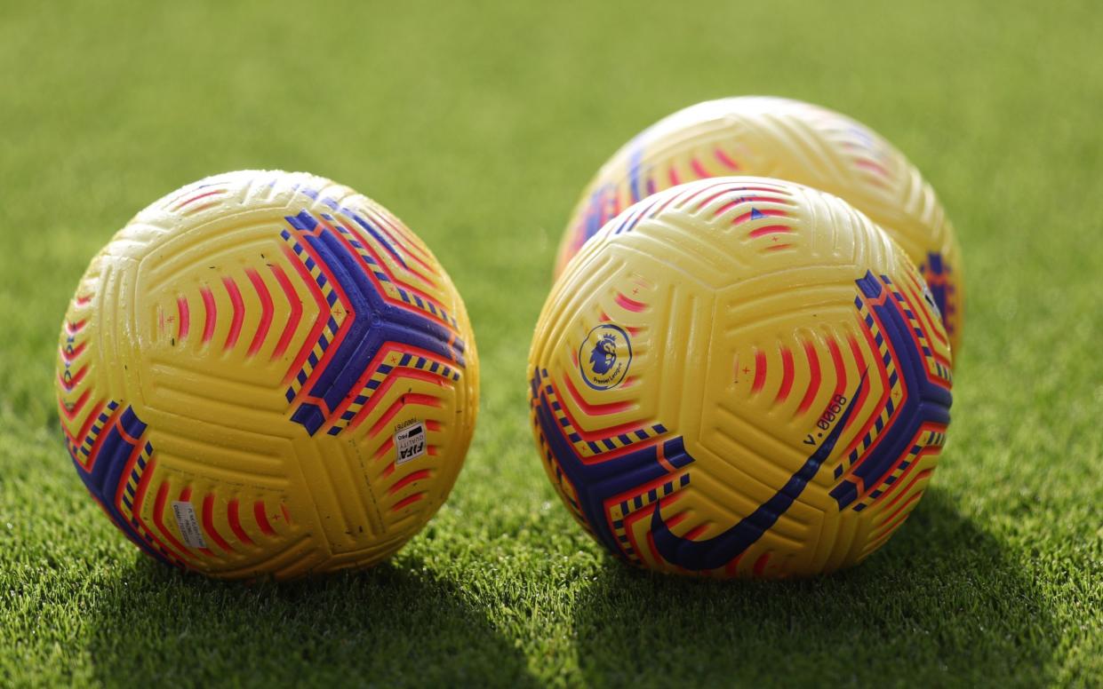 General view of Nike Flight balls inside the stadium - Female coaches reveal shocking extent of sexism in football