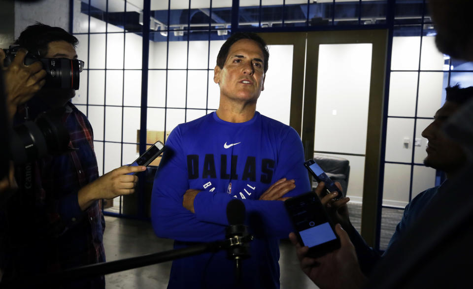 Dallas Mavericks owner Mark Cuban says he is “actively considering” running for president in 2020. (AP)