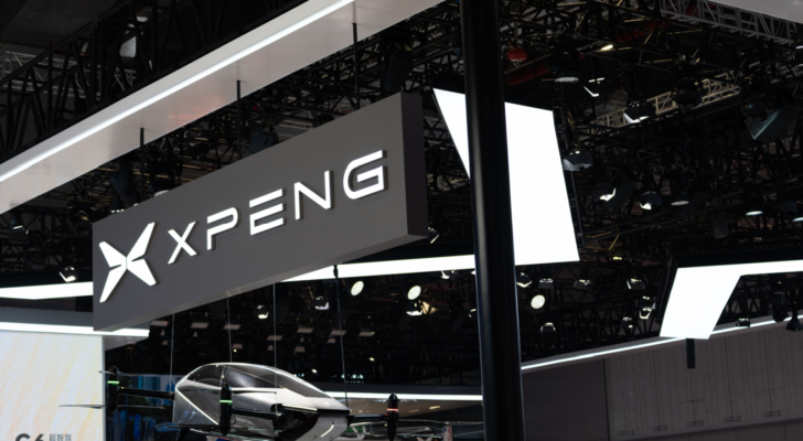 Xpeng (XPEV) car logo in Shanghai International Automobile Industry Exhibition. EV stocks to Buy