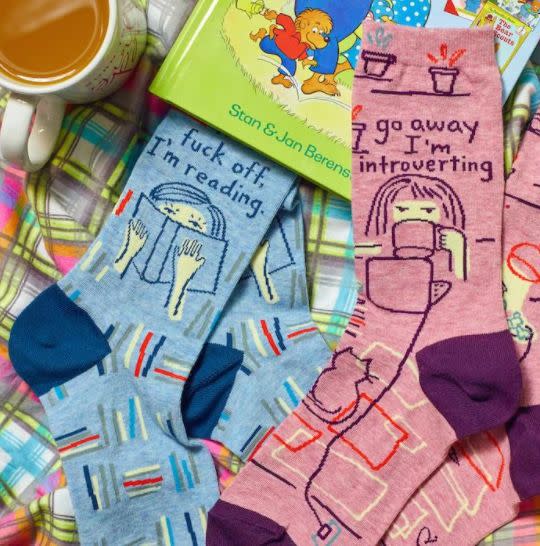 Find these <a href="https://fave.co/2VVTkGs" target="_blank" rel="noopener noreferrer">Fuck Off I'm Reading Women's Crew Socks for $12</a> at Always Fits.