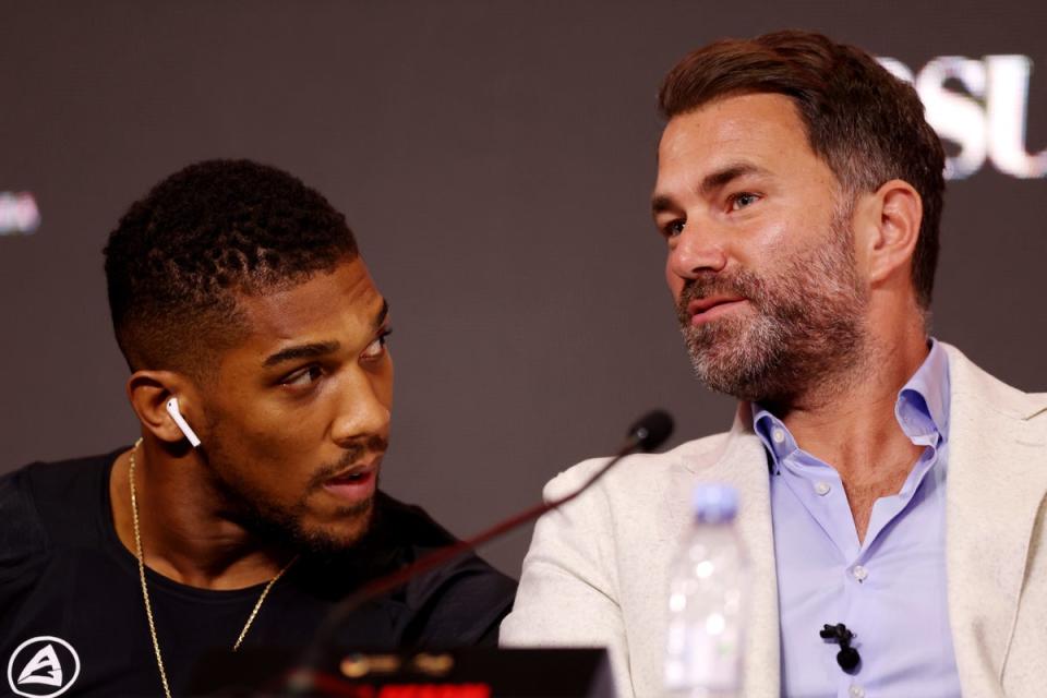 Anthony Joshua (left) with his promoter Eddie Hearn (Getty Images)