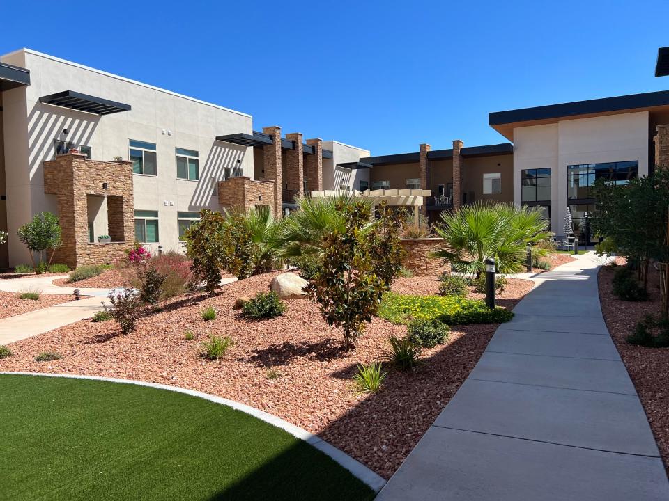 A view of Legacy Village in St. George shows how to plant and maintain grass only where it will be used on Sept. 18, 2023. | Jake Young