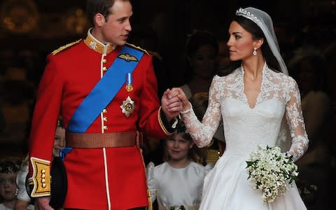 Prince William and Kate Middleton on their wedding day