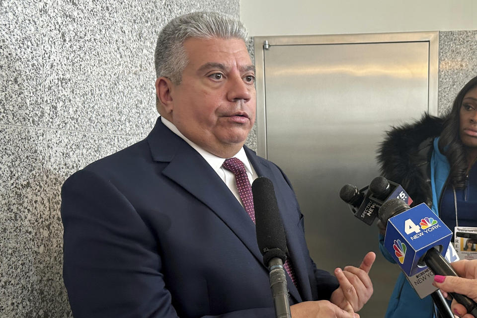 Brooklyn District Attorney Eric Gonzalez, speaks to the media, in the Brooklyn borough of New York, Thursday. Jan. 18, 2024. Gonzalez office initially prosecuted Steven Ruffin, who served 14 years in prison for a deadly 1990s shooting and was paroled in 2010, was exonerated Thursday after prosecutors said they now believe the killer was an acquaintance Ruffin has implicated for decades.. (AP Photo/Jennifer Peltz)