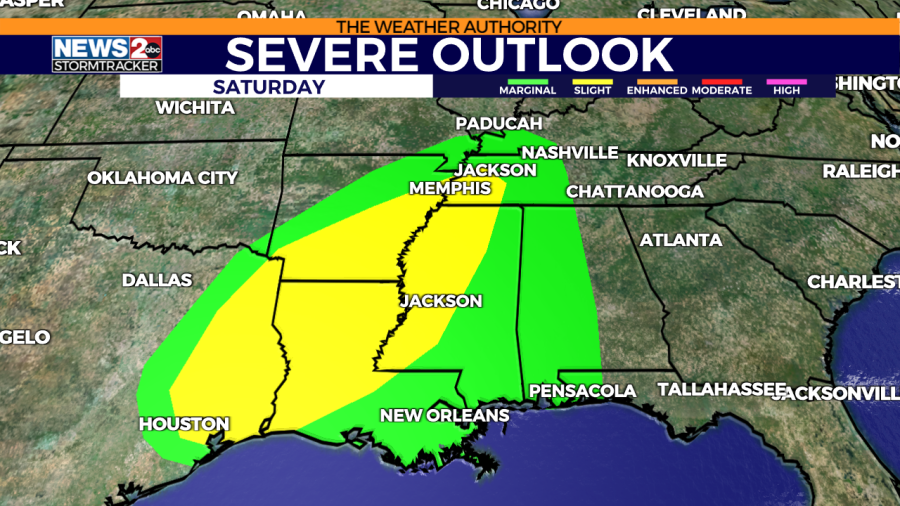 WKRN Severe Weather Outlook regional: Valid 6 AM Saturday 12/9 - 6 AM Sunday 12/10.