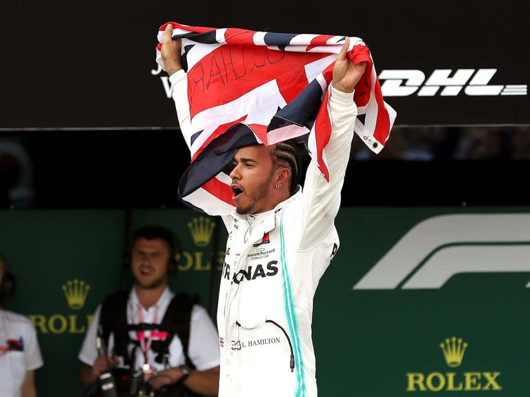 Lewis Hamilton took victory in the British Grand Prix for a record sixth time, moving him clear of Alain Prost and Jim Clark as the most successful driver at Silverstone, though it did not come without it's drama in a thrilling race.Hamilton inherited the lead when the safety car was deployed due to a spin for Antonio Giovinazzi, with Valtteri Bottas already pitting where Hamilton had not. Behind them, a raging battle between Max Verstappen and Charles Leclerc ended in favour of the Ferrari man, but only after Verstappen was taken out of third when battling with Sebastian Vettel - who received a 10-second penalty for the collision.Verstappen was able to salvage fifth place behind his Red Bull teammate Pierre Gasly, while Vettel finished down in 15th. Re-live the action below. What time does it start?The British Grand Prix takes place on Sunday 14 July at 2:10pm BST. Where can I watch it?The race will be shown live on Sky Sports F1 from 12:30pm and Channel 4 from 1:10pm. Starting grid1 Valtteri Bottas (Fin) Mercedes GP 01min 25.093secs2 Lewis Hamilton (Gbr) Mercedes GP 01:25.0993 Charles Leclerc (Mon) Ferrari 01:25.1724 Max Verstappen (Ned) Red Bull 01:25.2765 Pierre Gasly (Fra) Red Bull 01:25.5906 Sebastian Vettel (Ger) Ferrari 01:25.7877 Daniel Ricciardo (Aus) Renault 01:26.1828 Lando Norris (Gbr) McLaren 01:26.2249 Alexander Albon (Tha) Scuderia Toro Rosso 01:26.34510 Nico Hulkenberg (Ger) Renault 01:26.38611 Antonio Giovinazzi (Ita) Alfa Romeo Racing 01:26.51912 Kimi Raikkonen (Fin) Alfa Romeo Racing 01:26.54613 Carlos Sainz (Spa) McLaren 01:26.57814 Romain Grosjean (Fra) Haas F1 01:26.75715 Sergio Perez (Mex) Racing Point 01:26.928,16 Kevin Magnussen (Den) Haas F1 01:26.66217 Daniil Kvyat (Rus) Scuderia Toro Rosso 01:26.72118 Lance Stroll (Can) Racing Point 01:26.76219 George Russell (Gbr) Williams 01:27.78920 Robert Kubica (Pol) Williams 01:28.257