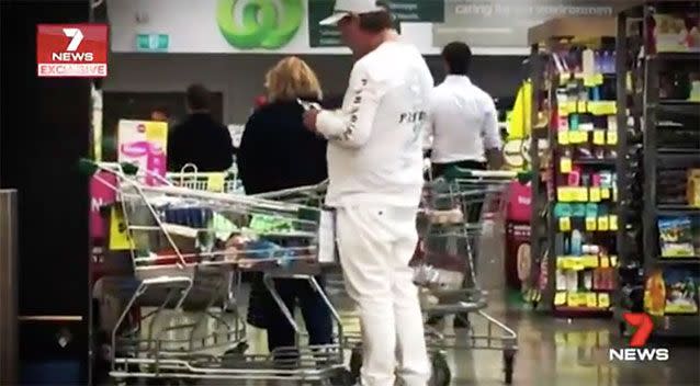 Kosowicz filmed in a Victorian supermarket last week. Source: 7 News