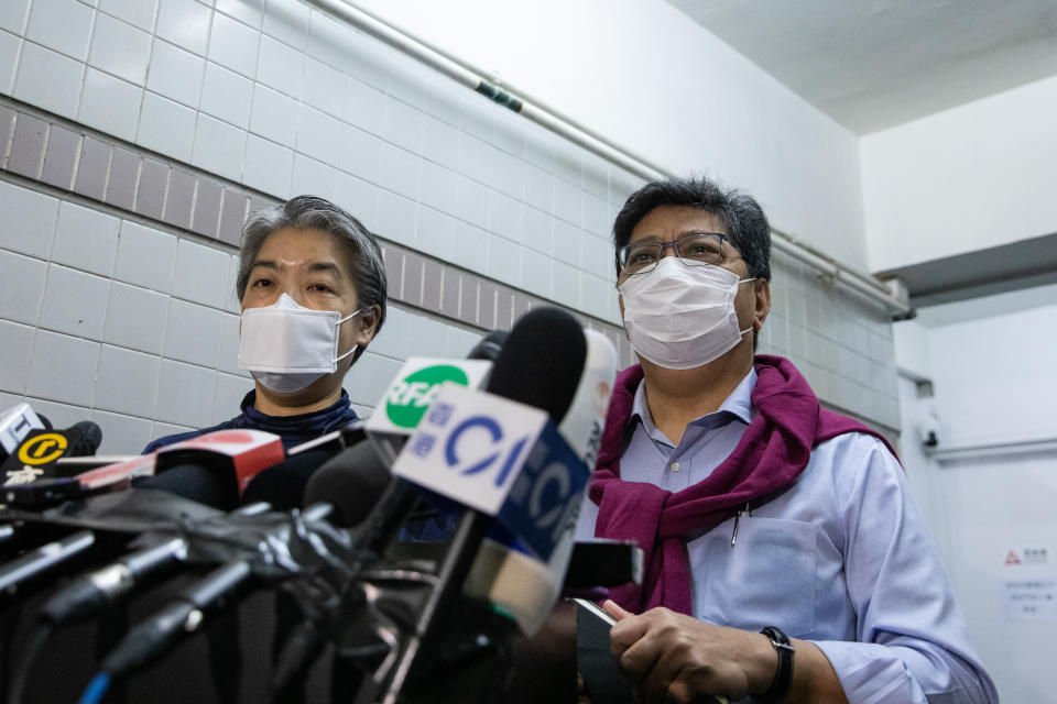 HONG KONG, CHINA - 2022/01/03: Citizen News chief editor Daisy Li Yuet-wah (L) and Citizen News founder, ex-president of Hong Kong Journalists Association, Chris Yeung Kin-hing (R) speak during the press conference.
Following a major crackdown of 200 police officers raiding Stand News on January 29, 2021, another independent Hong Kong online news media, Hong Kong citizen news announced it will cease all operations on Sunday, January 2, 2022, citing fears to its fellow journalists under current political environment, another blow to press of freedom to this once semi-autonomous city. (Photo by Alex Chan/SOPA Images/LightRocket via Getty Images)