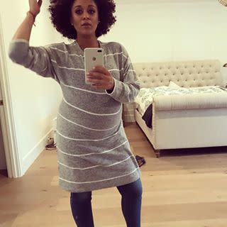 <p>Mowry checks her hair before heading out. (Photo: Instagram/tiamowry) </p>