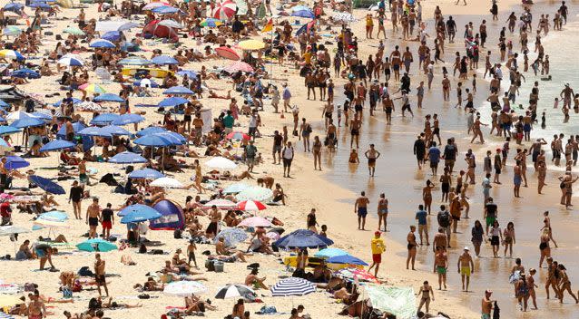 Thousands headed down to Bondi beach to enjoy the extreme heat. Source: AAP