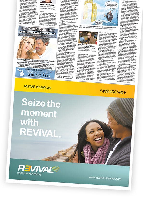 On Oct. 22, 2017, a cryptic ad for a product called "Revival" ran in the Detroit Free Press. It turned out to be part of a campaign for Eminem's album of that name.