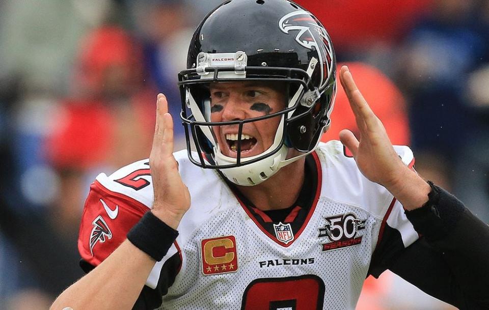 Falcons quarterback Matt Ryan audibles a play against the Titans at the line of scrimmage during the first half Sunday, Oct. 25, 2015, in Nashville.