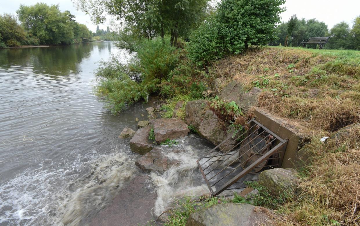 Sewage pouring into the River Wye at Ross-on-Wye, Herefordshire - Jay Williams