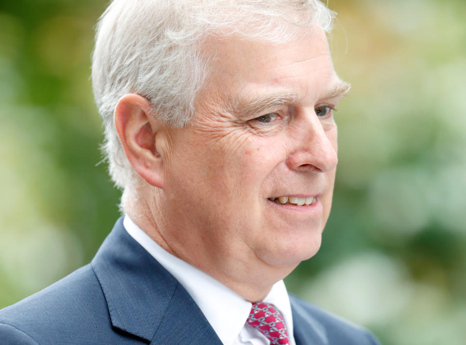 ASCOT, UNITED KINGDOM - JULY 27: (EMBARGOED FOR PUBLICATION IN UK NEWSPAPERS UNTIL 24 HOURS AFTER CREATE DATE AND TIME) Prince Andrew, Duke of York attends the QIPCO King George Weekend at Ascot Racecourse on July 27, 2019 in Ascot, England. (Photo by Max Mumby/Indigo/Getty Images)