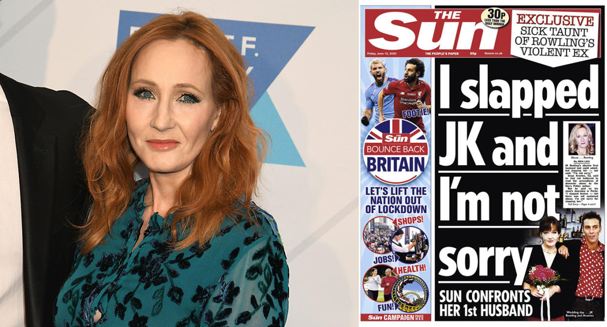 The Sun front page has been criticised as giving a voice to an alleged perpetrator of domestic violence. (PA)