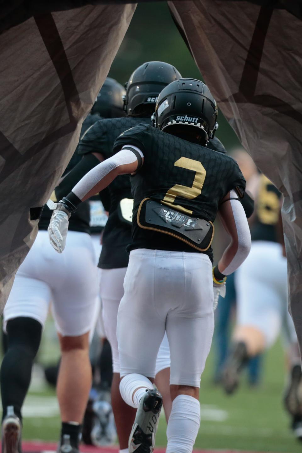 Topeka High sophomore Jayden Norman (2) has been a bright spot for the offense this year, a go-to target for quarterback Peyton Wheat.
(Photo: Evert Nelson/The Capital-Journal)