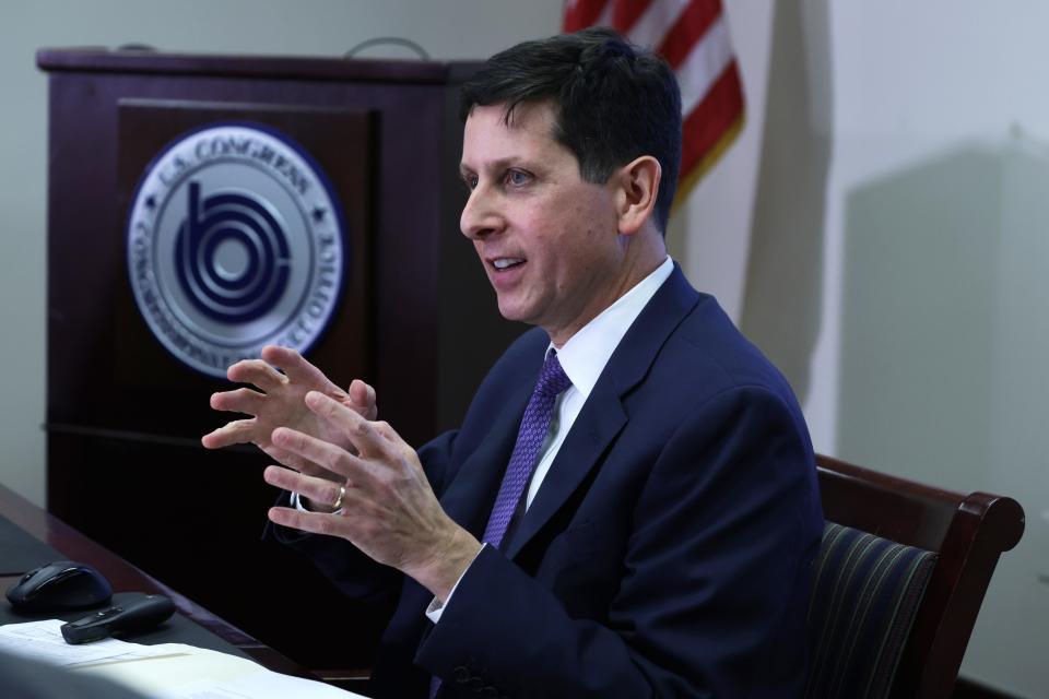 Congressional Budget Office (CBO) Director Phillip Swagel speaks during a news briefing on the release of new economic reports at Ford House Office Building on February 15, 2023 in Washington, DC.