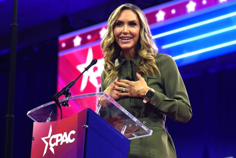 Lara Trump, wife of Donald Trump's son, Eric, addresses the Conservative Political Action Conference (CPAC) in National Harbor, Md., on Thursday. Photo by Mike Theiler/UPI