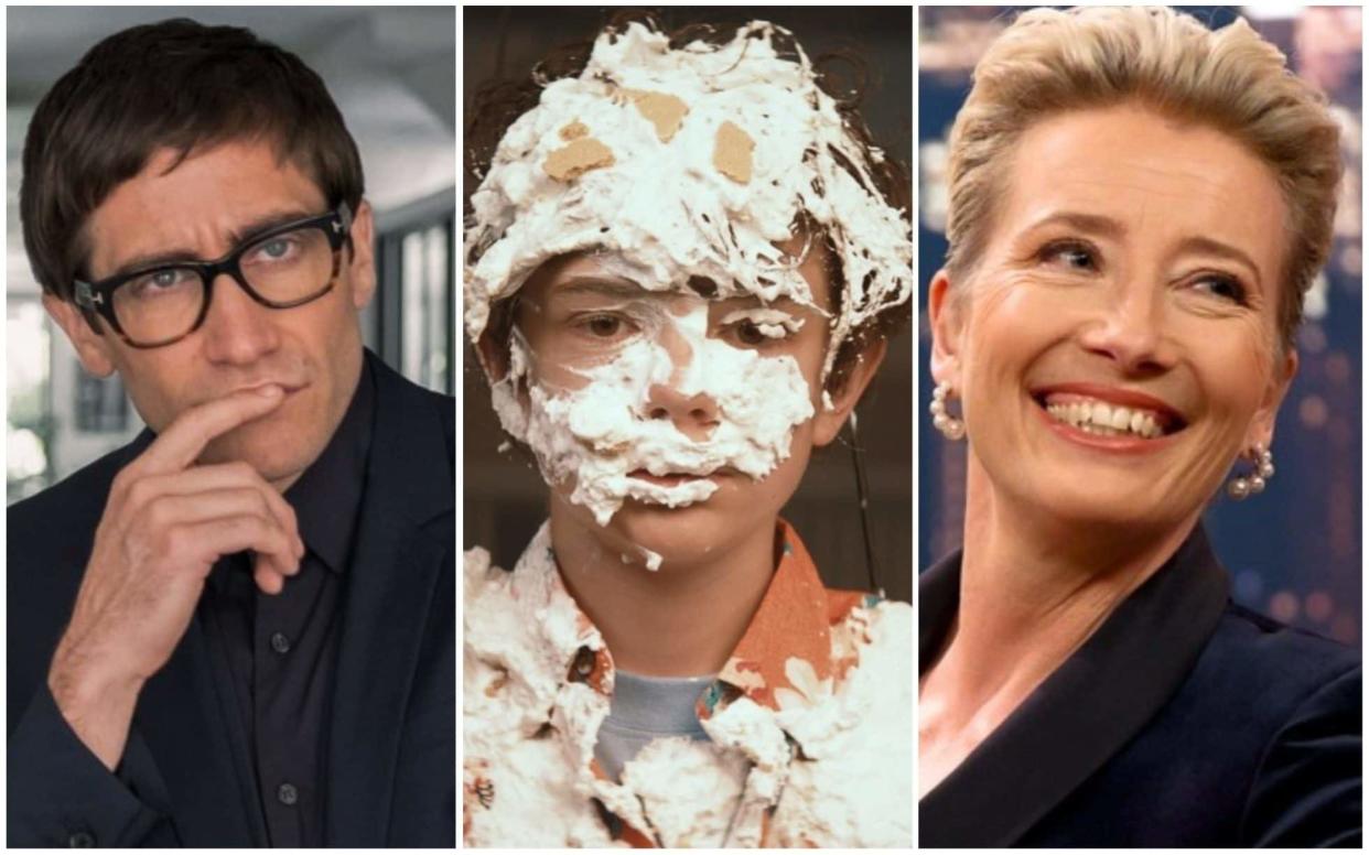 From left: Jake Gyllenhaal in Velvet Buzzsaw, Lucas Hedges in Honey Boy, Emma Thompson in Late-Night - Sundance Film Festival