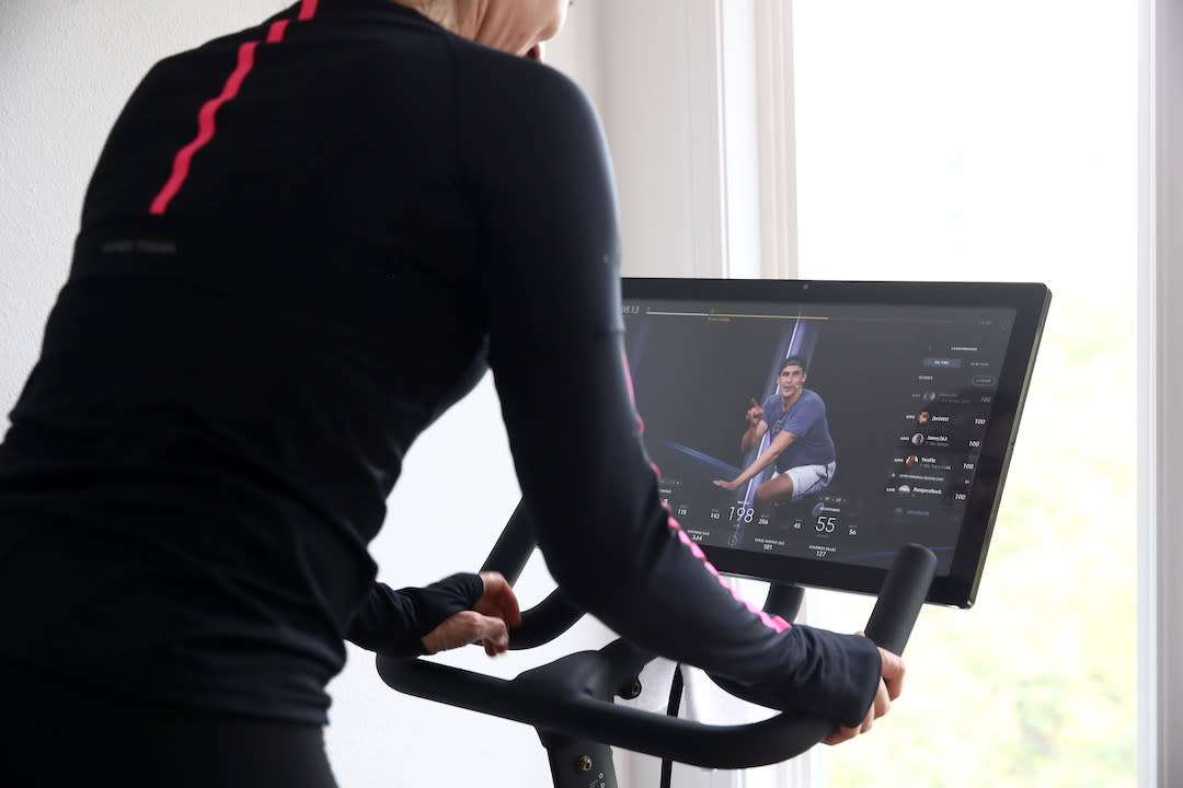 Close up of Peloton screen