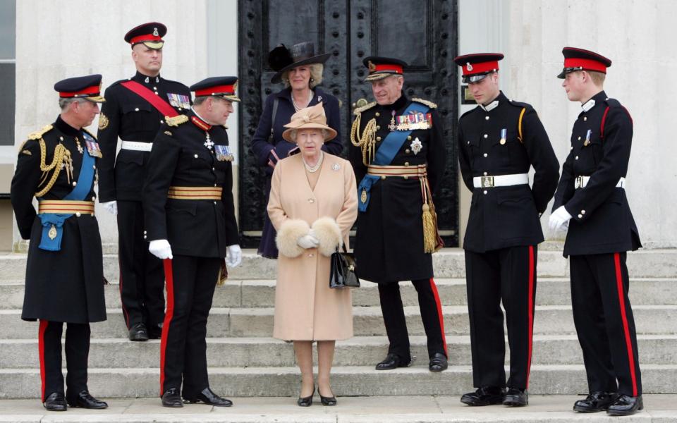 Members of the Royal family in military dress at the Sovereigns Parade, Sandhurst - IJO