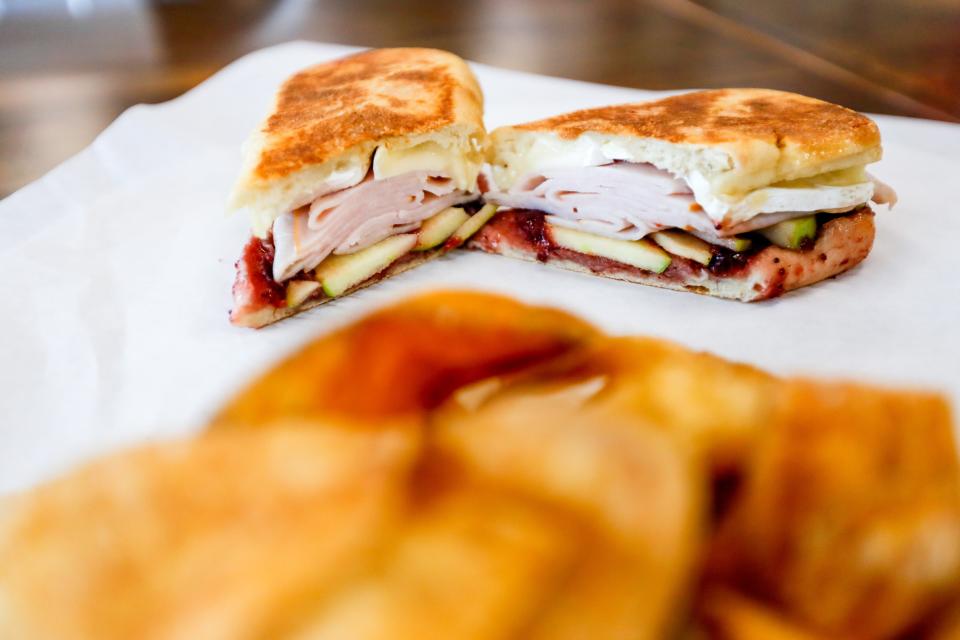 A Brie Apple Panini is pictured Oct. 10 at Fox + Rye Sandwich Co. in Edmond.