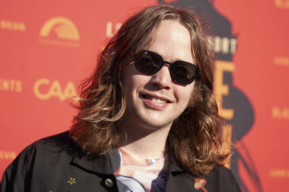 Billy Strings arrives at Willie Nelson 90, celebrating the singer's 90th birthday on Saturday, April 29, 2023, at the Hollywood Bowl in Los Angeles. (Photo by Allison Dinner/Invision/AP)