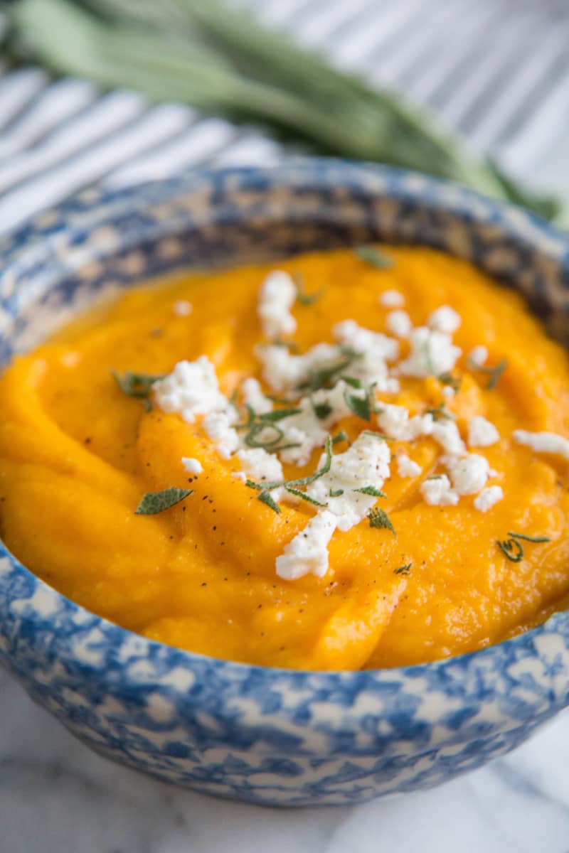 Roasted Butternut Squash Purée with Goat Cheese