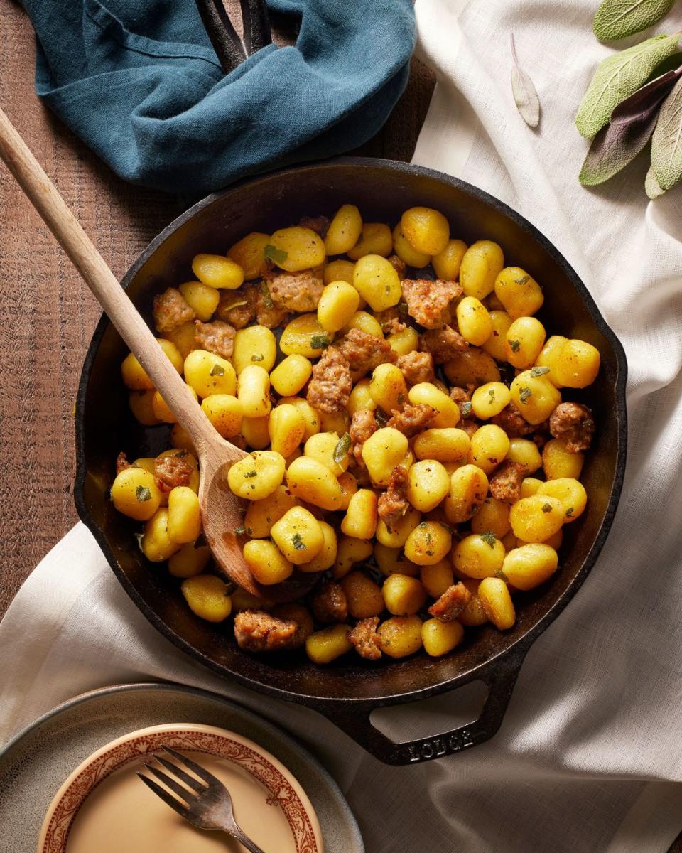 crispy gnocchi with sausage and sage brown butter