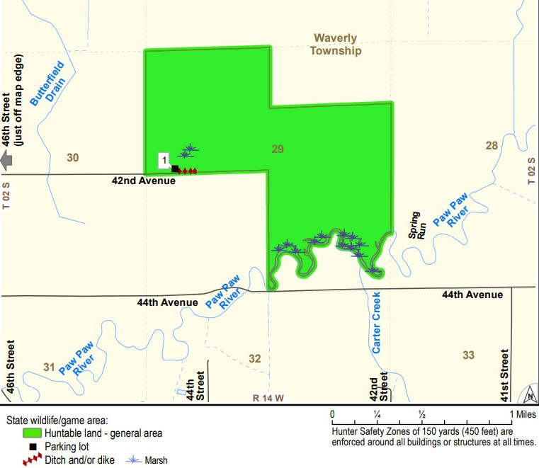 A map of the new Paw Paw River State Game Area in Waverly Township. (Courtesy Michigan DNR)