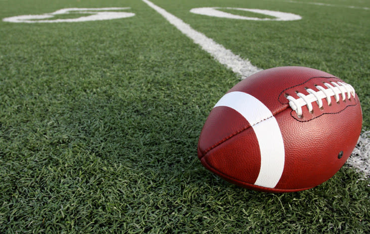 A football lying in the grass