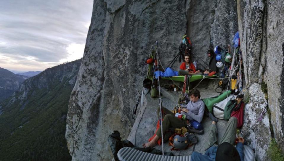 Climbers camp on a big wall on El Capitan.