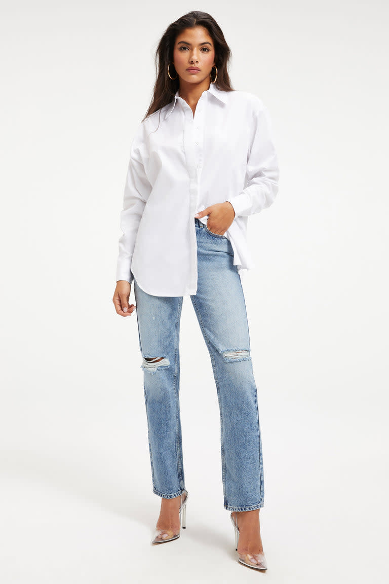 <p><a href="https://go.redirectingat.com?id=74968X1596630&url=https%3A%2F%2Fwww.goodamerican.com%2Fproducts%2Funisex-button-down-shirt-white001&sref=https%3A%2F%2Fwww.cosmopolitan.com%2Fstyle-beauty%2Ffashion%2Fg27546574%2Fsummer-work-office-outfits%2F" rel="nofollow noopener" target="_blank" data-ylk="slk:Shop Now;elm:context_link;itc:0;sec:content-canvas" class="link rapid-noclick-resp">Shop Now</a></p><p>The Boss Shirt 2.0</p><p>$95.00</p><p>goodamerican.com</p>