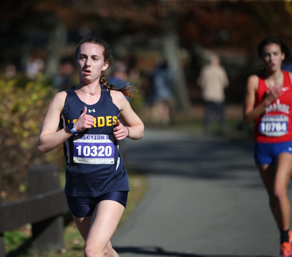 Lourdes' Isabella Colabatistto took third in the Section 9 Class B girls cross country championships on Nov. 2, 2022.