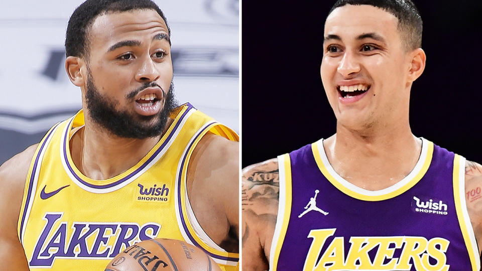 Talen Horton-Tucker and Kyle Kuzma will likely see increased fantasy output with Lakers stars LeBron James and Anthony Davis sidelined. Pictures: Getty Images