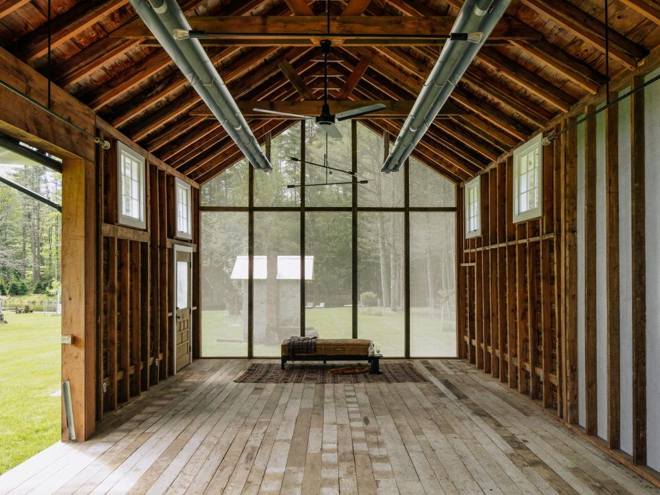 The interior of the barn
