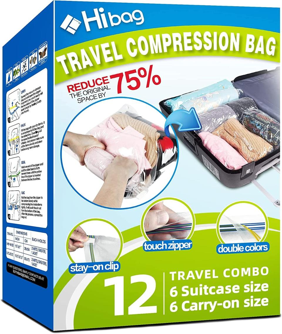 Hibag 12-Pack Roll-Up Space Saver Storage Bags for Travel