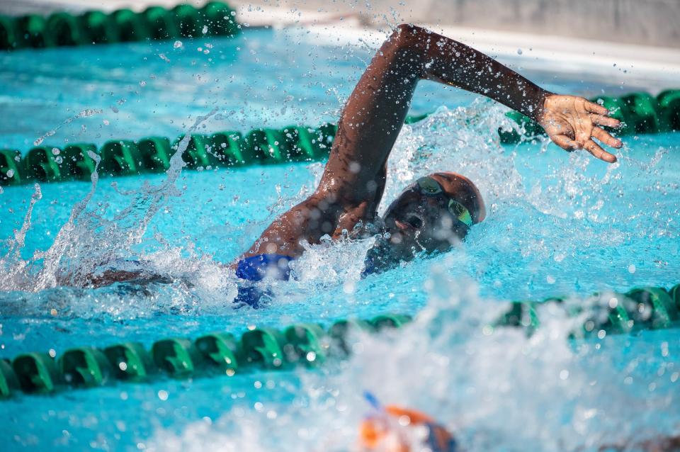 Daynna Franklyn of Cape Coral won the 50 Yard Freestyle race at the LCAC Championships on Friday, Oct. 6, 2023, at the FGCU Aquatic Center. Her time was 25:74.