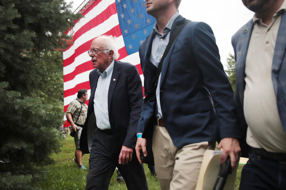 DES MOINES, IOWA - SEPTEMBER 21:Democratic presidential candidate, Sen. Bernie Sanders (I-VT) attends the Polk County Democrats' Steak Fry on September 21, 2019 in Des Moines, Iowa. Seventeen of the 2020 Democratic presidential candidates and more than 12,000 of their supporters made an appearance at the event. (Photo by Scott Olson/Getty Images)