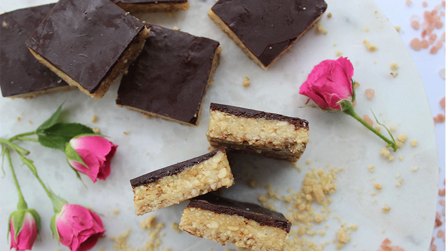 Chocolate peanut butter slice by Charlie De Haas from The Clean Treats Factory. Photo: Supplied