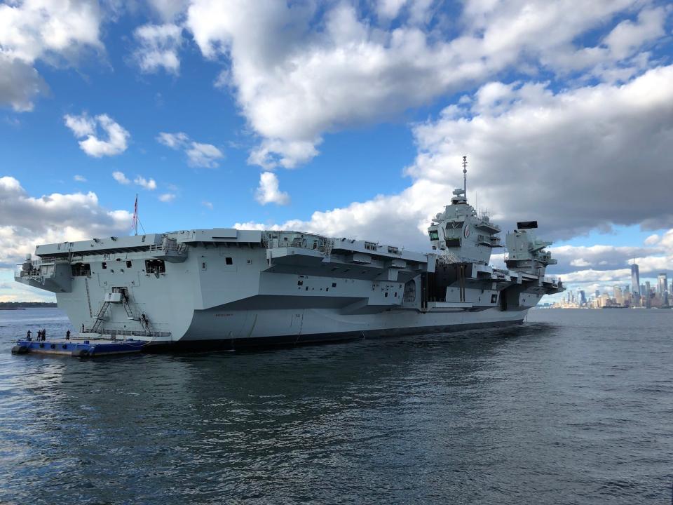 British aircraft carrier HMS Queen Eliazabeth in New York Harbor