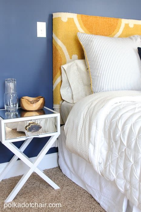 Navy and Gold Basement Bedroom