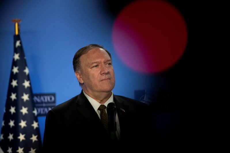 FILE PHOTO: U.S. Secretary of State Pompeo is pictured at NATO headquarters in Brussels