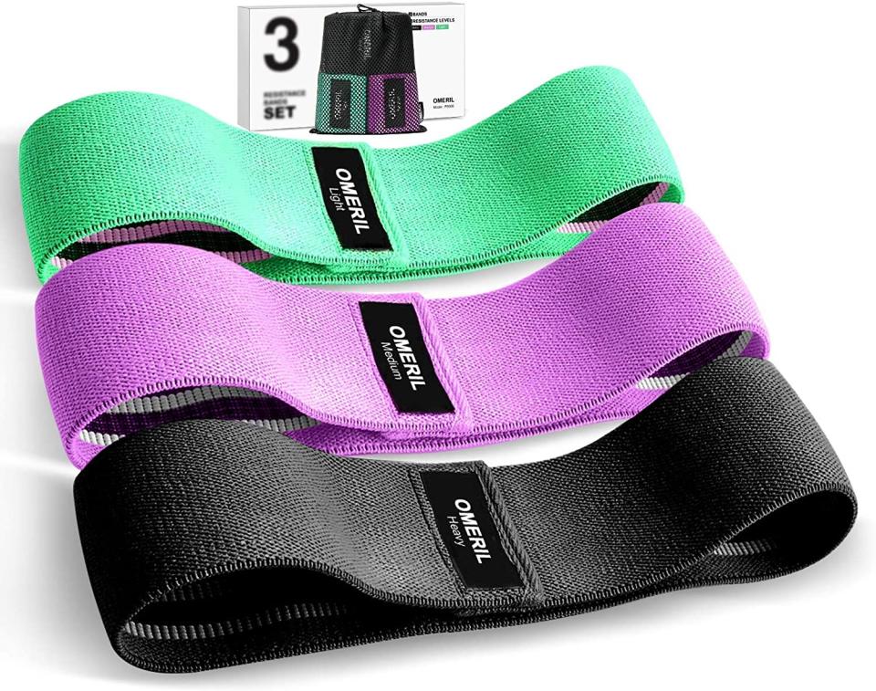 Omeril 3 Pack Fabric Workout Bands are on sale for just $19. Image via Amazon.