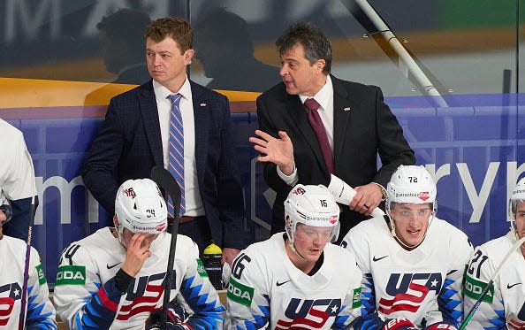 Adam Nightingale, upper left, is Michigan State's new hockey coach after spending two years as head coach at the United States National Team Development Program.