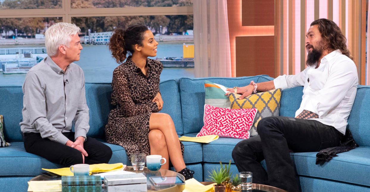 The Aquaman star joined Phillip and Rochelle on the This Morning sofa. (REX)